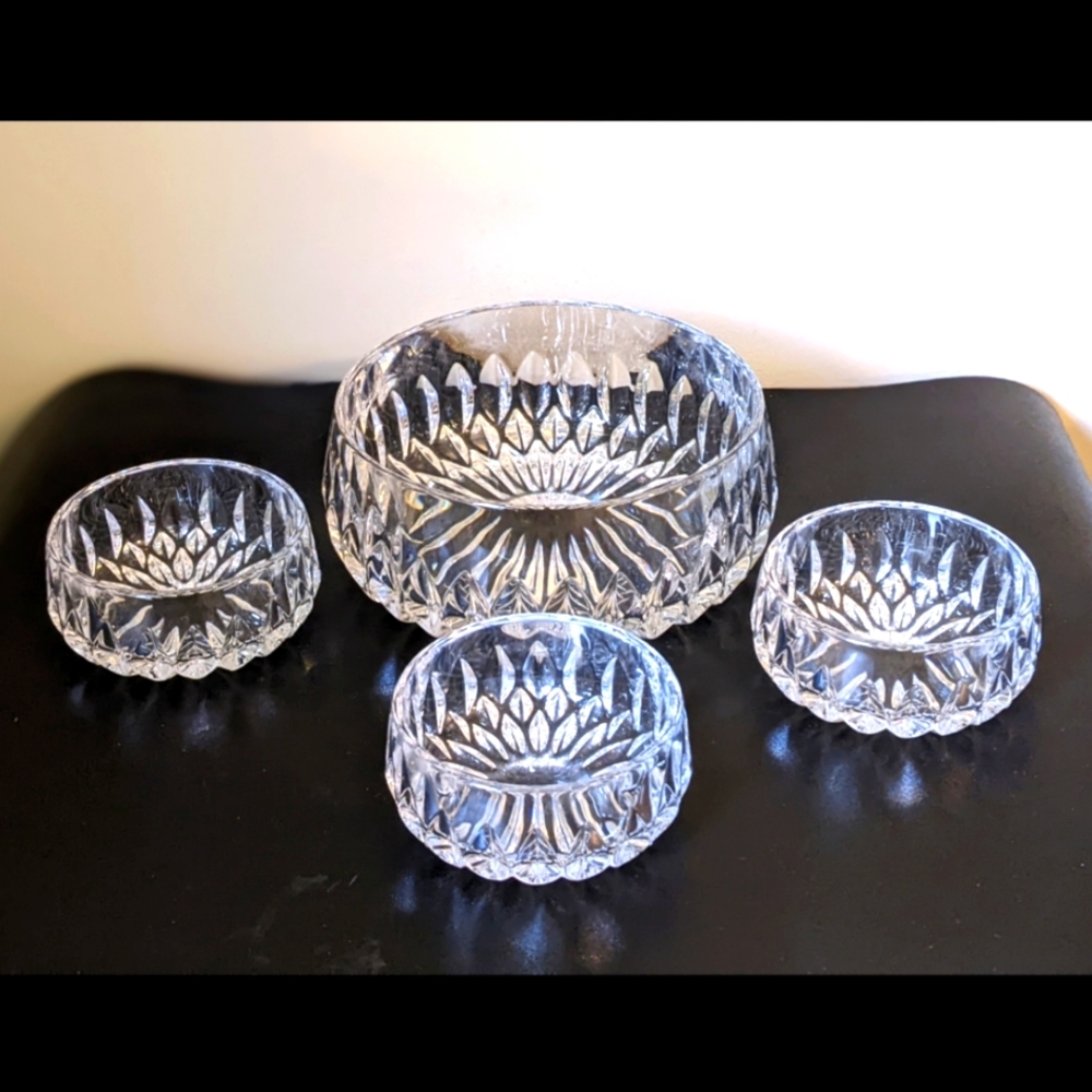 4PC Gorham West Germany Nachtmann ALTHEA Lead Crystal Bowl Set